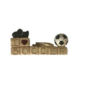 Blossom Bucket Suzi Figure Blocks I Heart Soccer 3.5" x 1.5" Ball Cleats Socks